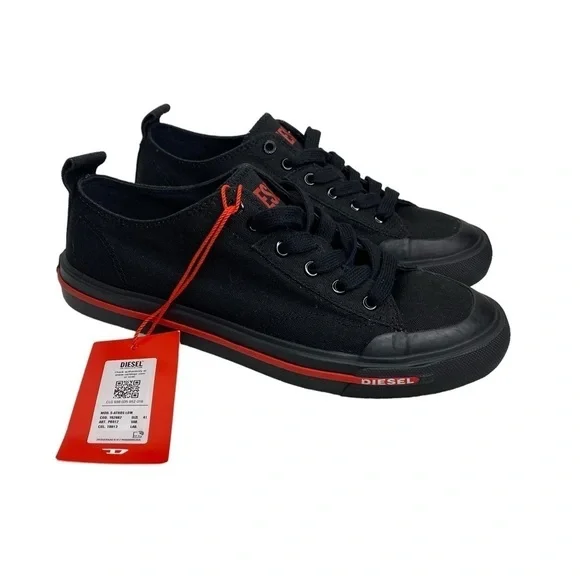Diesel S-Athos Low Canvas Sneakers Black Red 8.5
